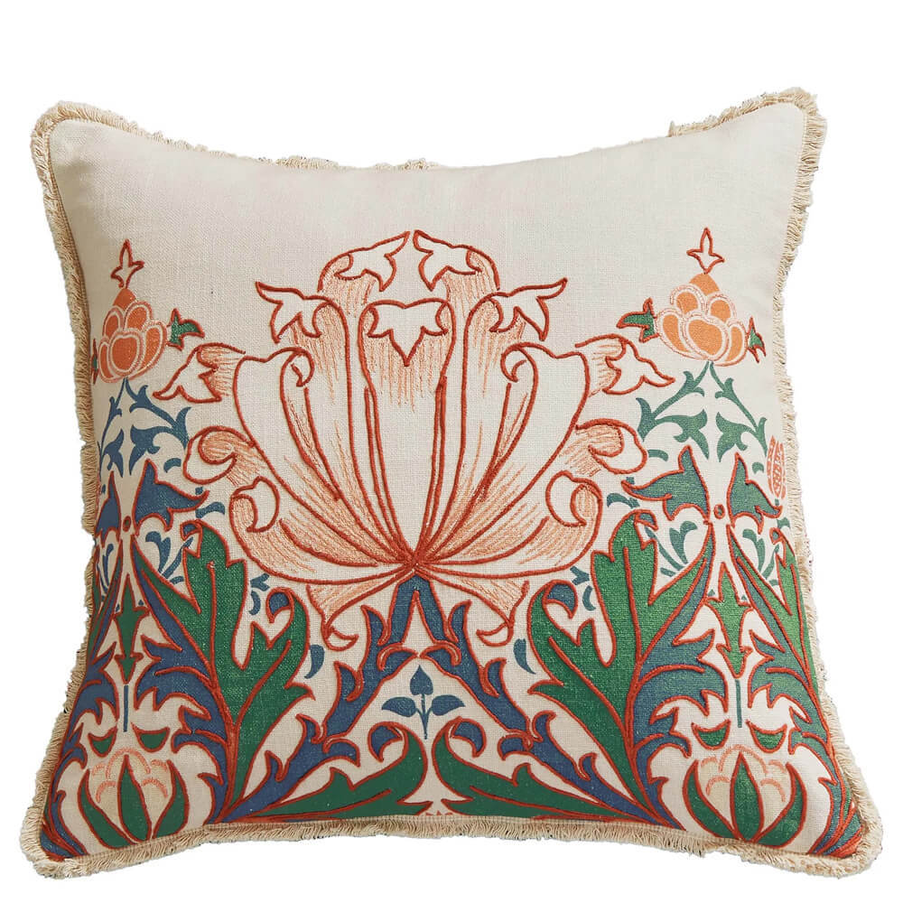 Morris & Co Helena Peach & Teal Cushion